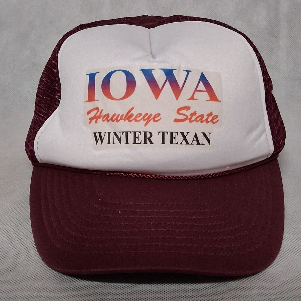 Snapback Hat Iowa Hawkeye State Winter Texan Burgundy Mesh Back Adjustable